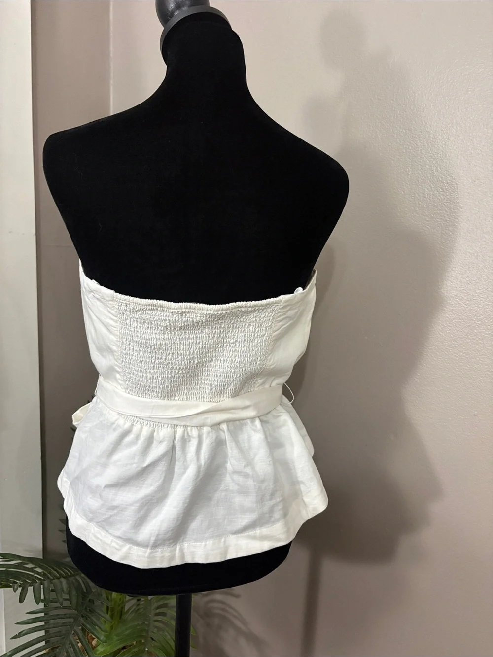 Free People Elvia Corset White Strapless Button-Front Tie-Waist women’s Large